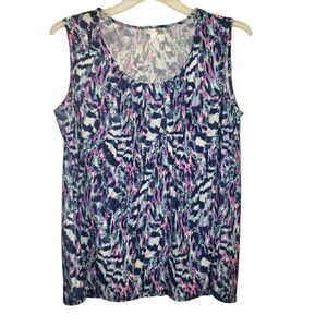 NY Collection women's plus size 2X geometric print sleeveless pullover top. 4048